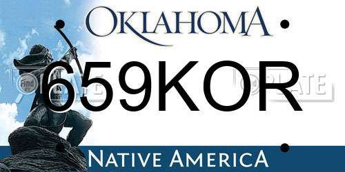 659KOR Oklahoma License Plate