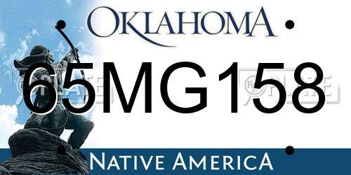65MG158 Oklahoma License Plate