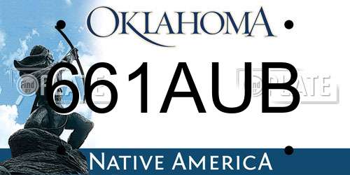 661AUB Oklahoma License Plate
