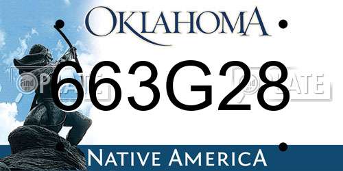 663G28 Oklahoma License Plate