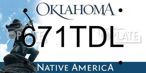 671TDL Oklahoma License Plate