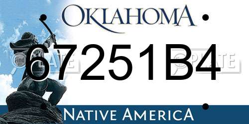 67251B4 Oklahoma License Plate