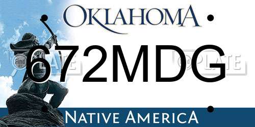 672MDG Oklahoma License Plate