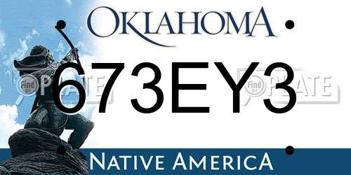 673EY3 Oklahoma License Plate