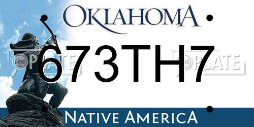 673TH7 Oklahoma License Plate