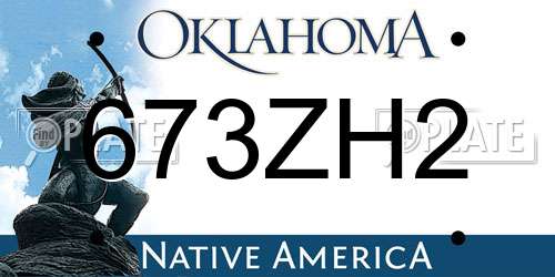 673ZH2 Oklahoma License Plate