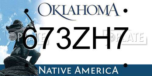 673ZH7 Oklahoma License Plate