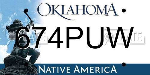 674PUW Oklahoma License Plate