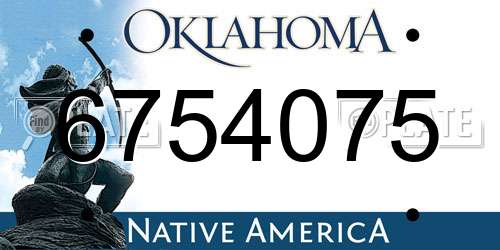 6754075 Oklahoma License Plate