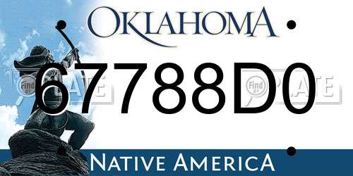 67788D0 Oklahoma License Plate