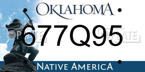677Q95 Oklahoma License Plate