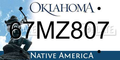 67MZ807 Oklahoma License Plate