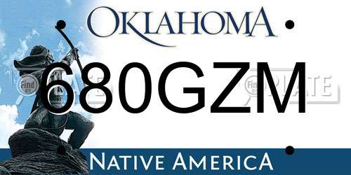 680GZM Oklahoma License Plate