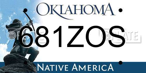 681ZOS Oklahoma License Plate