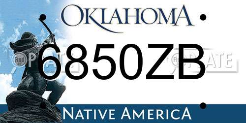6850ZB Oklahoma License Plate