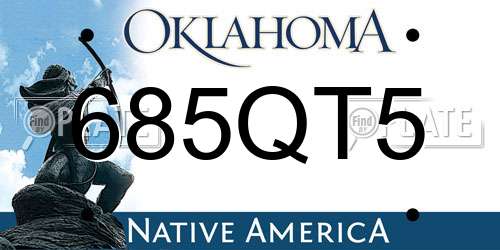 685QT5 Oklahoma License Plate