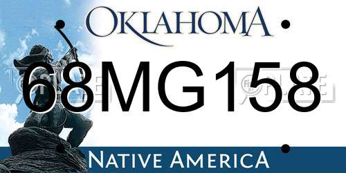 68MG158 Oklahoma License Plate