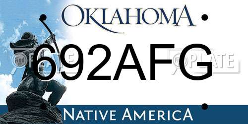692AFG Oklahoma License Plate