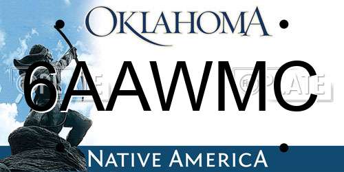 6AAWMC Oklahoma License Plate