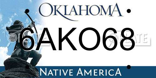 6AKO68 Oklahoma License Plate