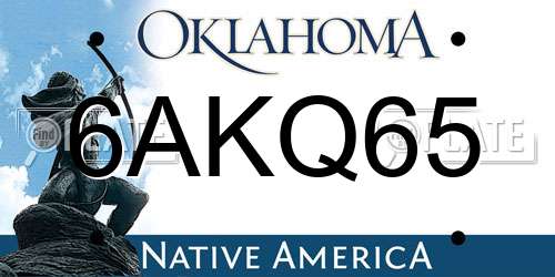 6AKQ65 Oklahoma License Plate