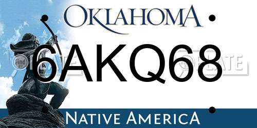 6AKQ68 Oklahoma License Plate