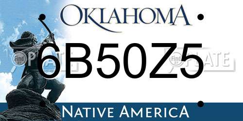 6B50Z5 Oklahoma License Plate