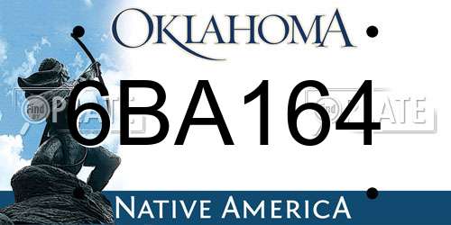6BA164 Oklahoma License Plate