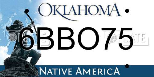 6BBO75 Oklahoma License Plate