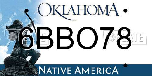 6BBO78 Oklahoma License Plate