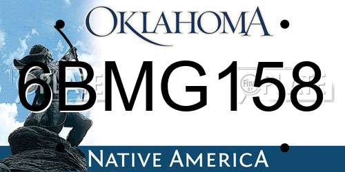 6BMG158 Oklahoma License Plate