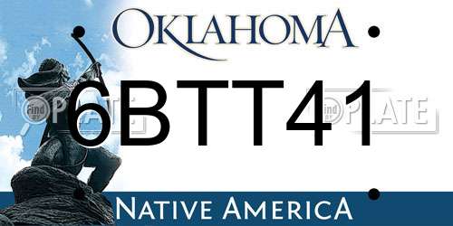 6BTT41 Oklahoma License Plate