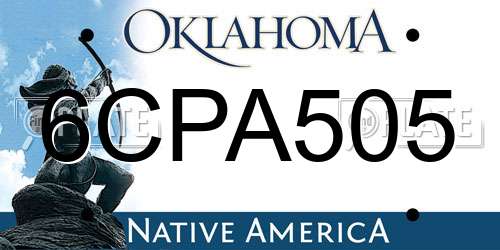 6CPA505 Oklahoma License Plate
