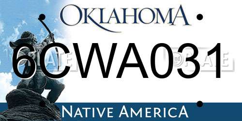 6CWA031 Oklahoma License Plate