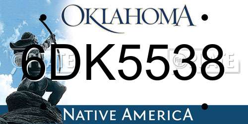 6DK5538 Oklahoma License Plate