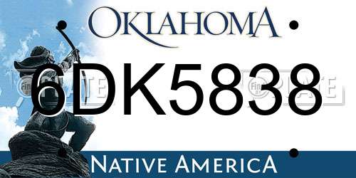 6DK5838 Oklahoma License Plate