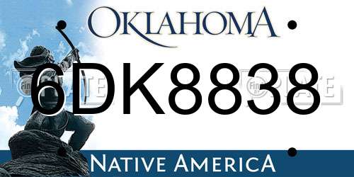 6DK8838 Oklahoma License Plate