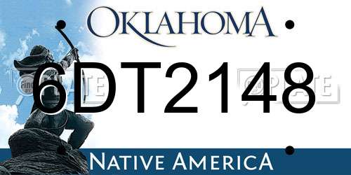 6DT2148 Oklahoma License Plate