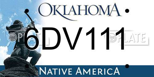 6DV111 Oklahoma License Plate