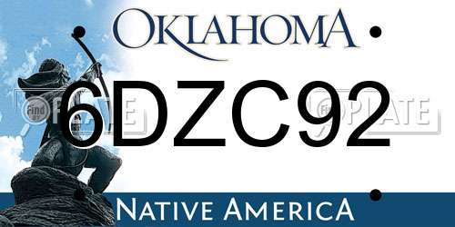 6DZC92 Oklahoma License Plate