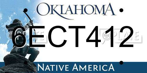 6ECT412 Oklahoma License Plate