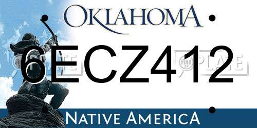 6ECZ412 Oklahoma License Plate