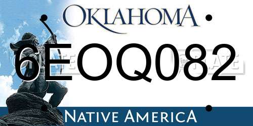 6EOQ082 Oklahoma License Plate