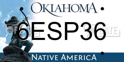 6ESP36 Oklahoma License Plate