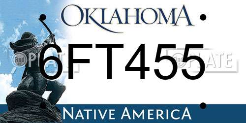 6FT455 Oklahoma License Plate