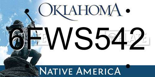 6FWS542 Oklahoma License Plate