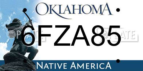 6FZA85 Oklahoma License Plate