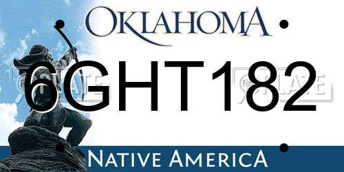 6GHT182 Oklahoma License Plate