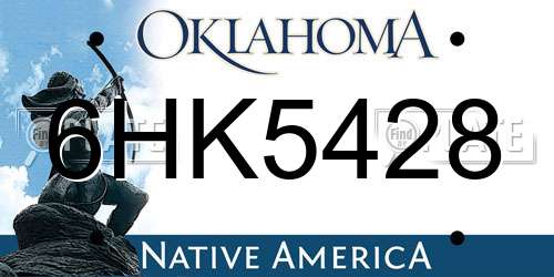 6HK5428 Oklahoma License Plate