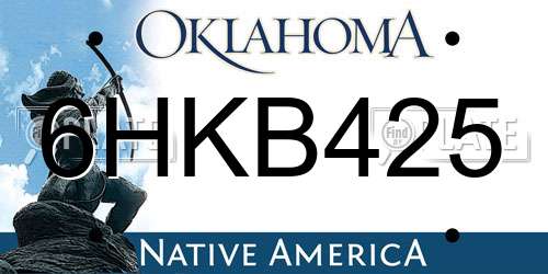 6HKB425 Oklahoma License Plate